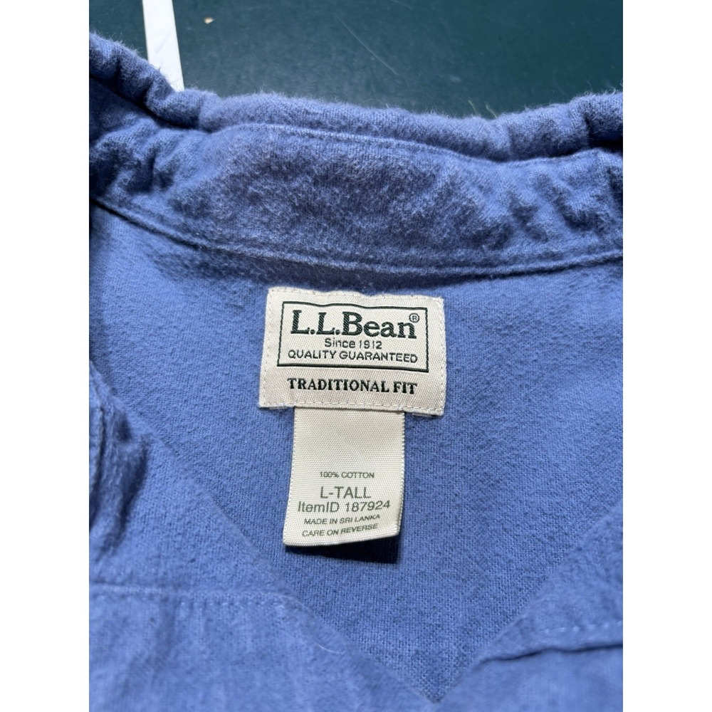 Vintage LL Bean Chamois Cloth Shirt Men's Large Tall Light Blue Heavy Cotton - Picture 5 of 9